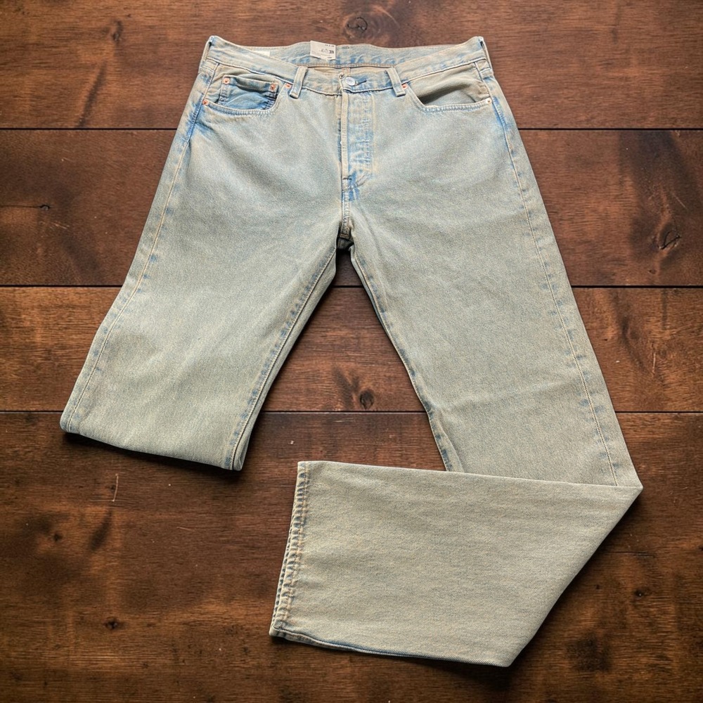 NEW Mens Levis Premium 501 Button Fly Straight Leg Jeans Stonewash W34 L36